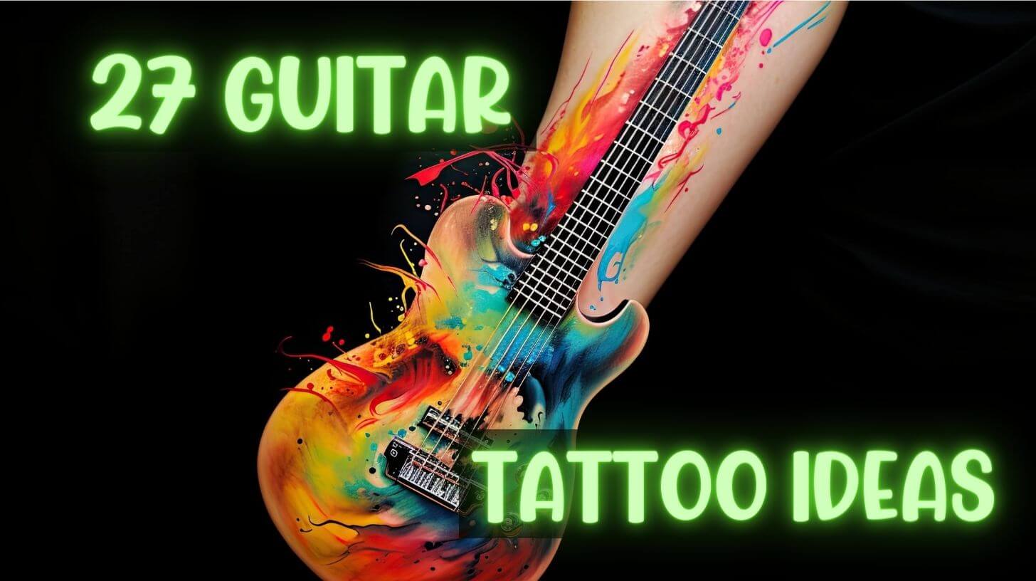 guitar tattoo ideas music musician for men women on arm neck back colour black and grey guitarist best images dot work