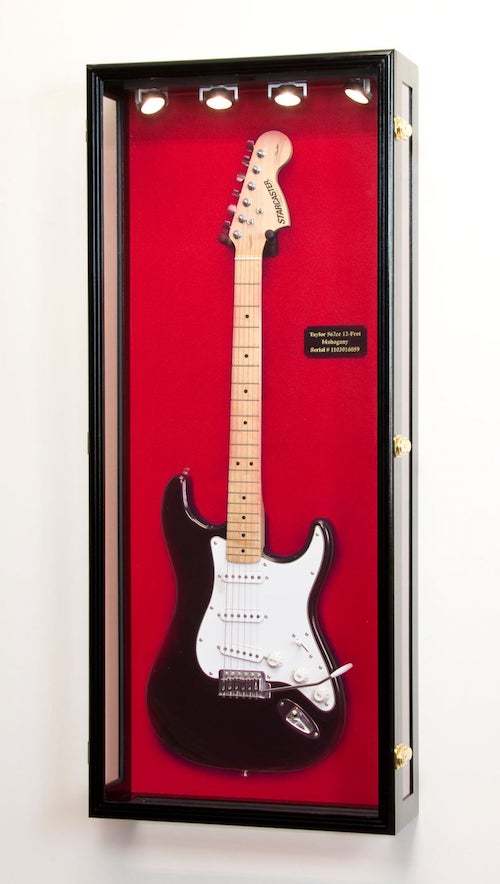 Guitar display case cabinet guitar gift gadget idea mancave music studio accessory