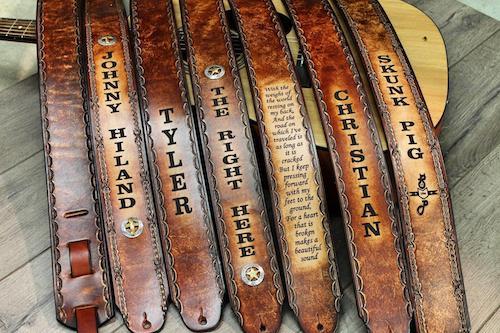 Personalised guitar strap leather acoustic electric guitar strap