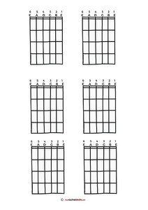 2 x 3 Blank Guitar Chord Box Chart Diagram PDF Free Printout Hand Drawn