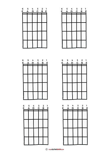 Blank Guitar Chord Box Chart Diagram PDF Free Printout