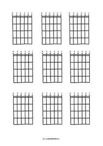 3 x 3 Blank Guitar Chord Box Chart Diagram PDF Free Printout Hand Drawn
