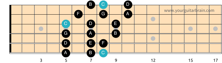Major Scale_3 Notes Per String_Shape 3