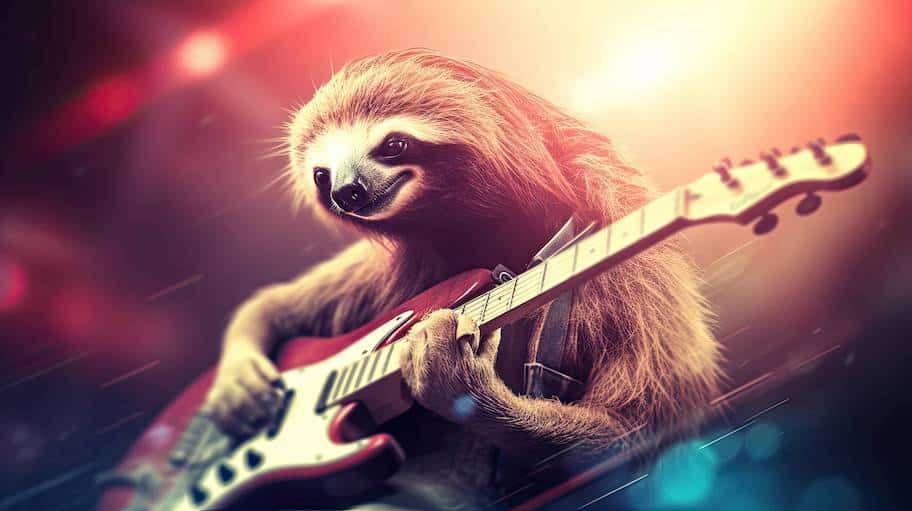 sloth playing the guitar