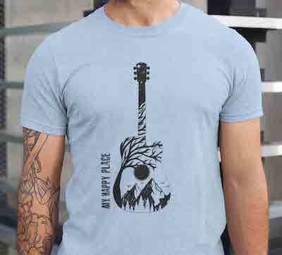 guitar t shirt funny gift for guitarists clothing dad him her birthday christmas ideas unique sarcastic my happy place positive zen motivational quote
