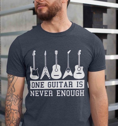 guitar t shirt funny gift for guitarists clothing dad him her birthday christmas ideas unique sarcastic one guitar never enough