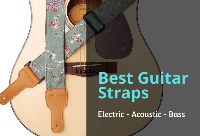 Blue Basics Adjustable Guitar Strap For Electric/Acoustic Guitar/Bass Includes 3 Pick Holders Cotton Strap 