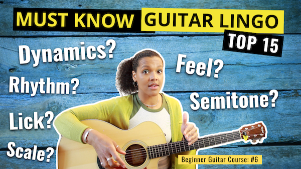 guitar terminology terms definition meaning fretboard notes names beginner guitar free course how to play guitar lesson string names note names e a d g b e high low bottom correct finger positions easy