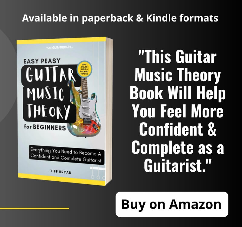 beginner learn guitar book music theory scales, rhythm, chords, learn fretboard notes intermediate
