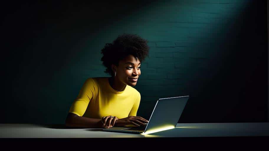 Woman on laptop finding a way to make extra income from a side hustle