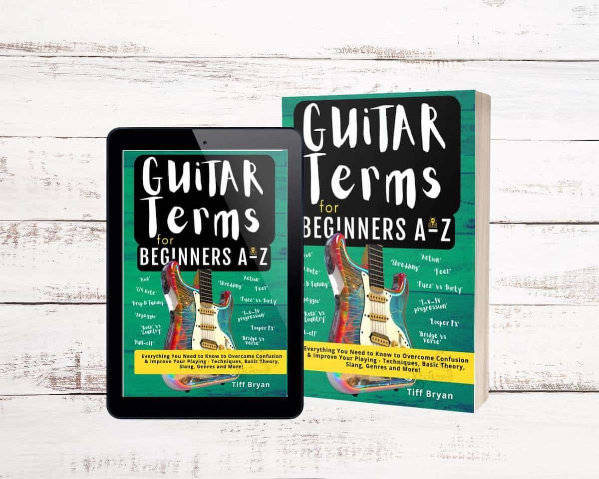 Learn guitar book for kids and adults called Guitar Terms A-Z which helps beginners learn how to play guitar easier