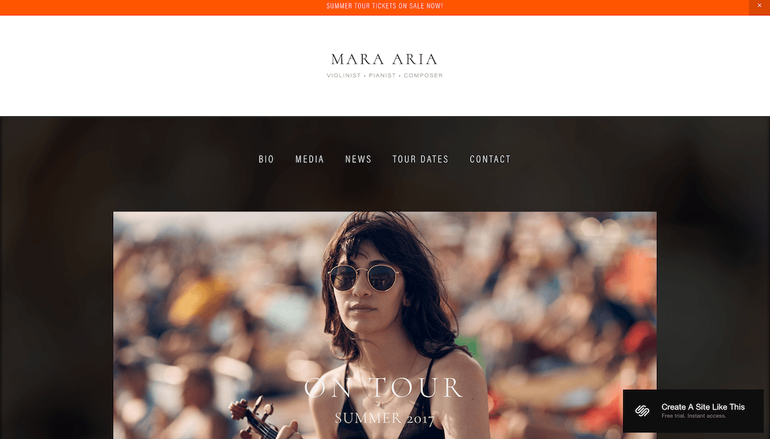 Squarespace Templates for Music bands and artists Mara Aria