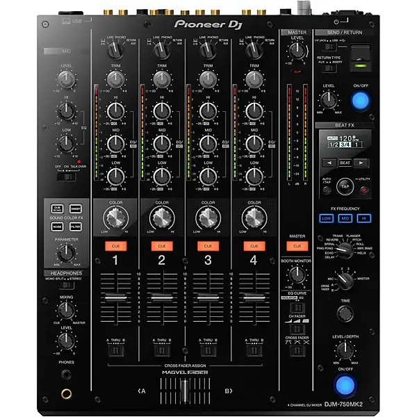 Pioneer DJ DJM-750MK2 4-Channel DJ Mixer, Pioneer DJ, DJ Pioneer controller, DJing for beginners equipment, djm 900nxs2, djm 750mk2, pioneer djm 750