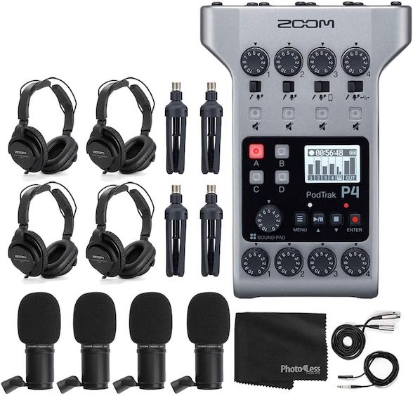 Zoom PodTrak P4 Portable Multitrack Podcast Recorder Bundle Kit deal