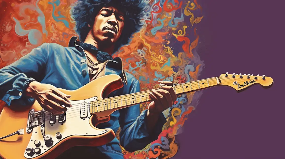 Jimi Hendrix playing the guitar as one of Best Guitarists of All Time